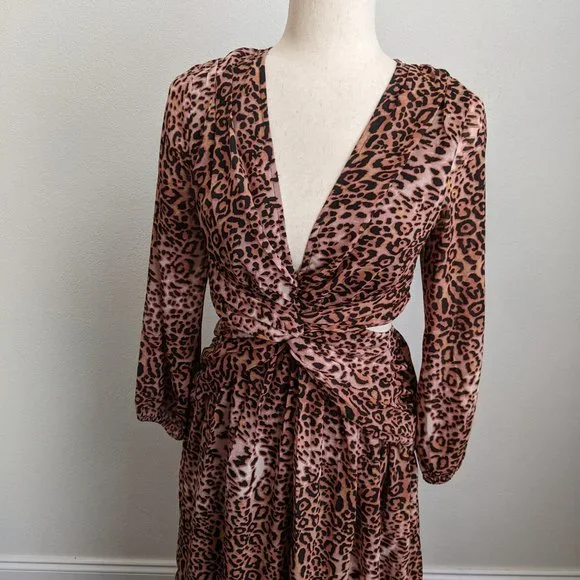 Anthropologie Ranna Gill Cutout Animal Print Midi Dress - Picture 9 of 11